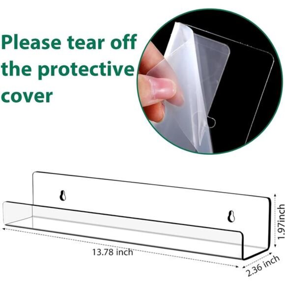 12 Packs 14 Inch Acrylic Floating Shelf Wall Mounted Invisible Acrylic Shelf - Picture 3 of 7